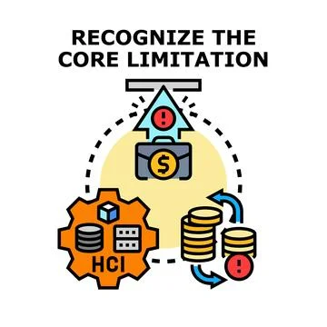 Recognizing business core limitation and problem finding success Stock Illustration