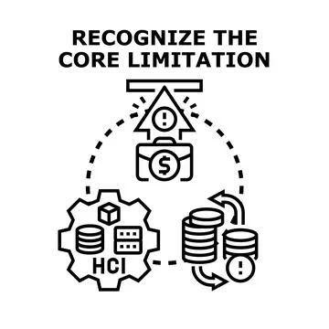 Recognizing business core limitation and problem finding success Stock Illustration