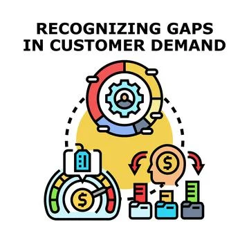 Recognizing customer demand gaps and business opportunities Stock Illustration