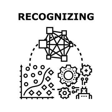 Recognizing data with artificial intelligence and machine learning Stock Illustration