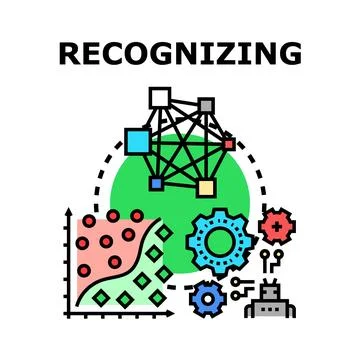 Recognizing data with artificial intelligence and machine learning Ilustração Stock