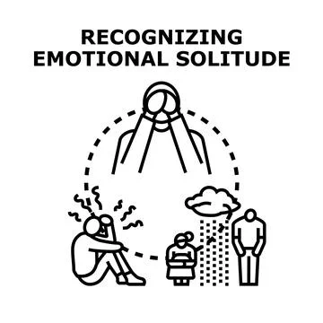 Recognizing emotional solitude and mental health challenges concept 库存插图