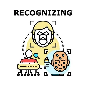 Recognizing face biometric data for identification security Stock Illustration