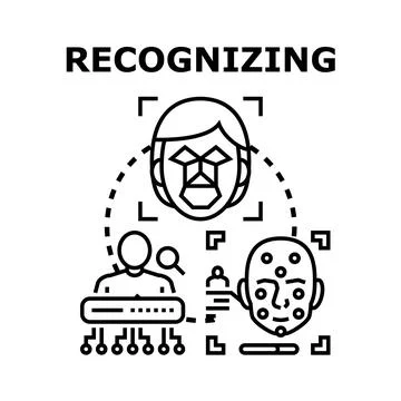 Recognizing face biometric data for identification security Stock Illustration
