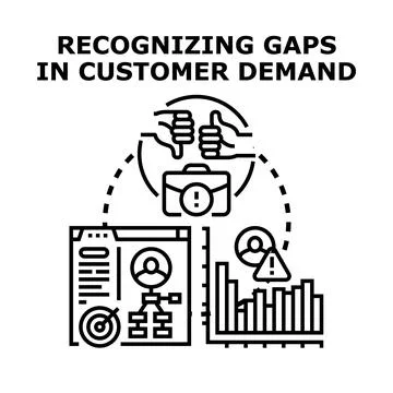 Recognizing gaps in customer demand analysis and strategy Stock Illustration