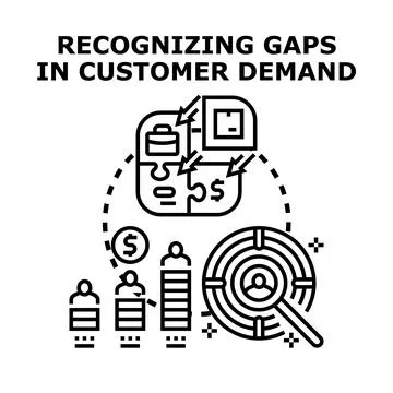 Recognizing gaps in customer demand finding business opportunities Stock Illustration