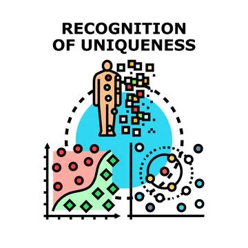 Recognizing human uniqueness through data analysis and identification Stock Illustration