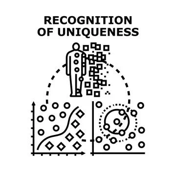 Recognizing human uniqueness through data analysis and identification Stock Illustration