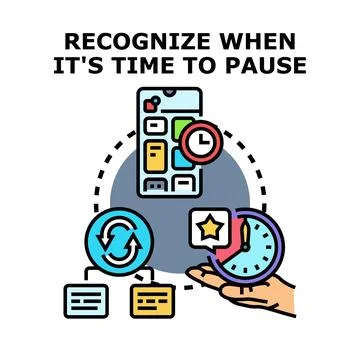 Recognizing importance of taking a pause and break time Stock Illustration