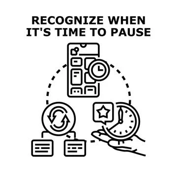 Recognizing importance of taking a pause and break time Stock Illustration