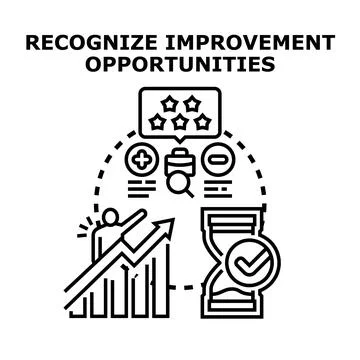 Recognizing improvement opportunities for business performance growth Stock Illustration