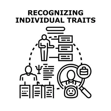 Recognizing individual traits and personality assessment process Stock Illustration