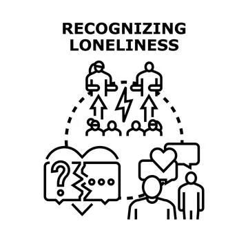 Recognizing loneliness and social problems concept Stock Illustration