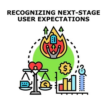 Recognizing next stage user expectations concept illustration Stock Illustration