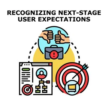 Recognizing next stage user expectations developing business strategy Stock Illustration