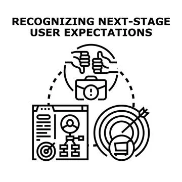 Recognizing next stage user expectations developing business strategy Stock Illustration