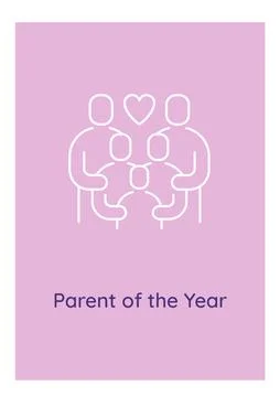 Recognizing outstanding parents postcard with linear glyph icon Stock Illustration