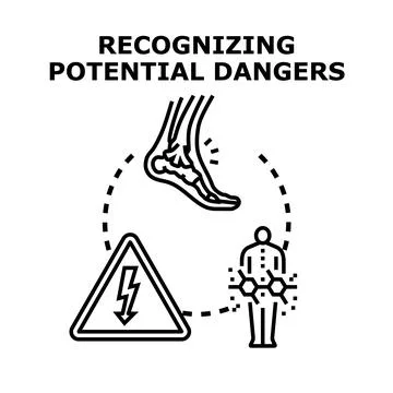 Recognizing potential danger, health risks, and warning signs Stock Illustration