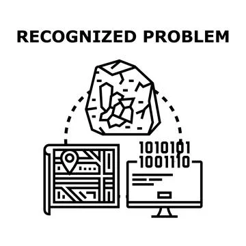 Recognizing problem concept with rock, map, and binary data 스톡 일러스트