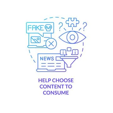 Recommend content to consume blue gradient concept icon Stock Illustration