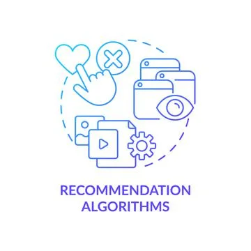 Recommendation algorithms blue gradient concept icon Stock Illustration