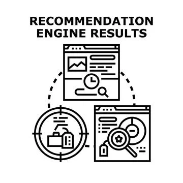 Recommendation engine results concept illustrating digital process Stock Illustration