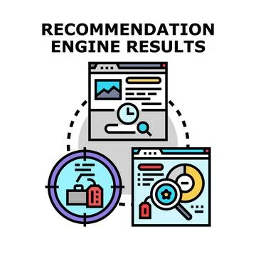 Recommendation engine results concept illustrating digital process Stock Illustration