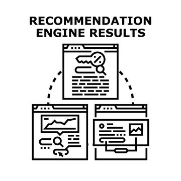 Recommendation engine results displaying personalized online content Stock Illustration