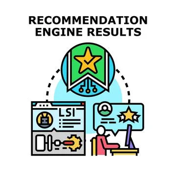 Recommendation engine results generating personalized user experience Stock Illustration