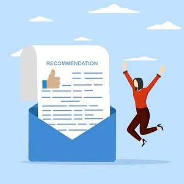 Recommendation letter concept, document for applying for a new job. Stock Illustration