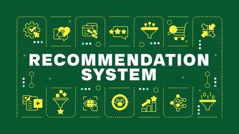 Recommendation system green word concept Stock Illustration