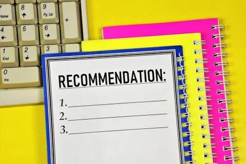 Recommendation - a text label in the planning Notepad. Stock Photos