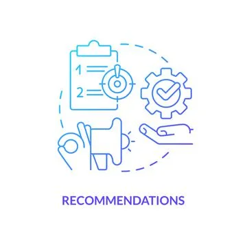 Recommendations blue gradient concept icon Stock Illustration