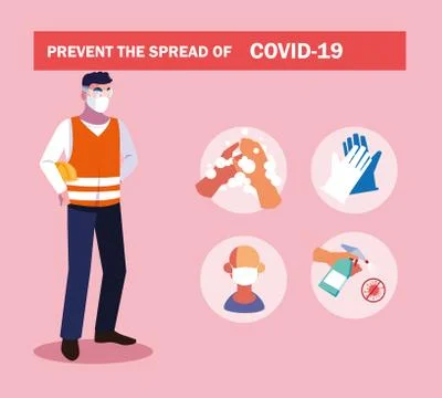 Recommendations to prevent covid in an industry operator Illustrazione stock