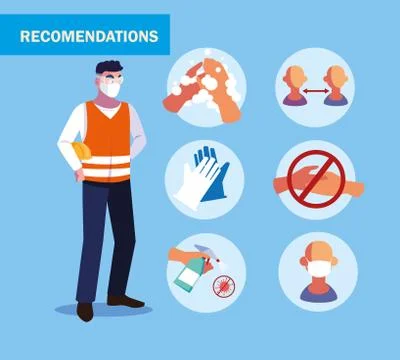 Recommendations to prevent covid in an industry operator Illustrazione stock