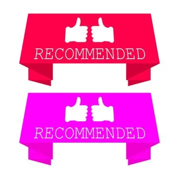 Recommended banner with thumb up. Stock Illustration