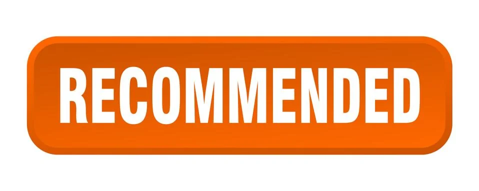Recommended button. recommended square 3d push button Stock Illustration
