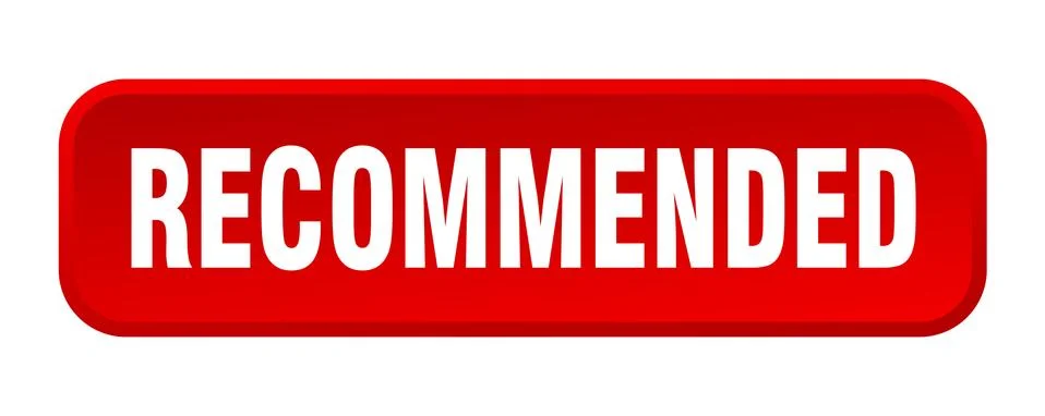 Recommended button. recommended square 3d push button Stock Illustration