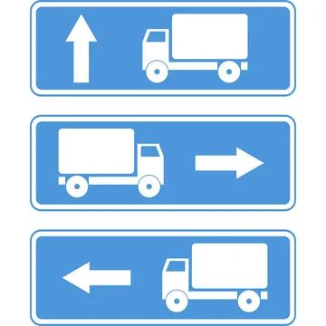 Recommended driving direction with white arrow for trucks. 스톡 일러스트