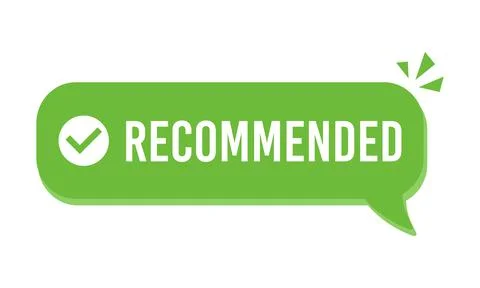 Recommended icon vector, green recommendation label with check mark tick Stock Illustration