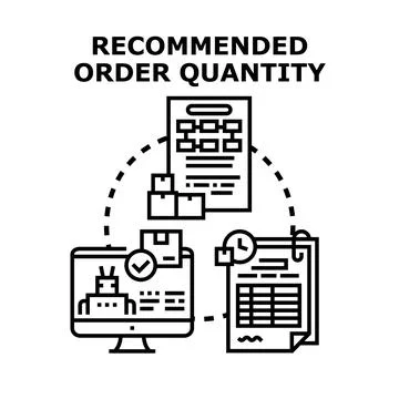 Recommended order quantity optimizing inventory supply chain Stock Illustration