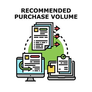 Recommended purchase volume digital data analytics process Stock Illustration