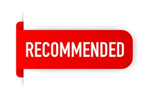 Recommended red label on white background. Vector illustration. 스톡 일러스트
