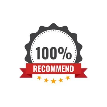 Recommended Stamp, Sticker, Seal. Round banner with ribbon recommended sign. Illustrazione stock
