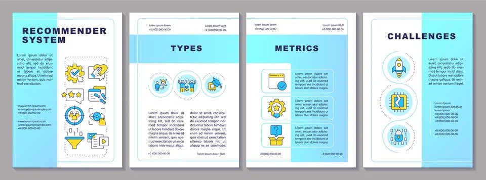 Recommender system brochure template Stock Illustration