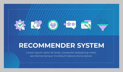 Recommender system presentation slide template Stock Illustration