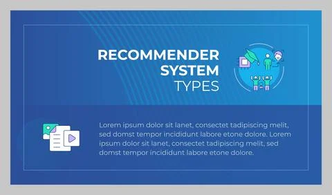 Recommender system types presentation slide template 스톡 일러스트