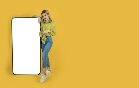 Recommending new mobile application concept idea banner design. Stock Photos