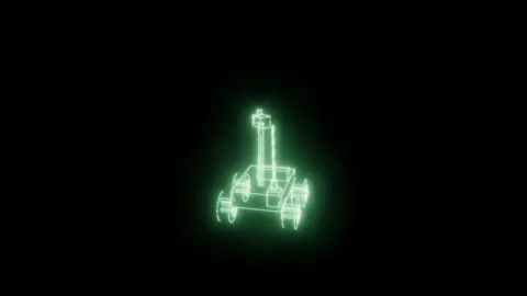 Recon bot phosphor self assembling turntable technical drawing 3D animation Stock Footage 342241268