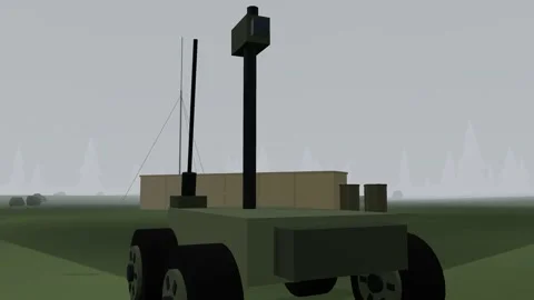 Recon robot scanning in forest fog 스톡 동영상 341389115